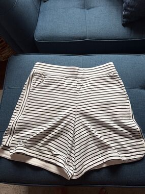 Chico's White and Navy Striped Women’s Shorts